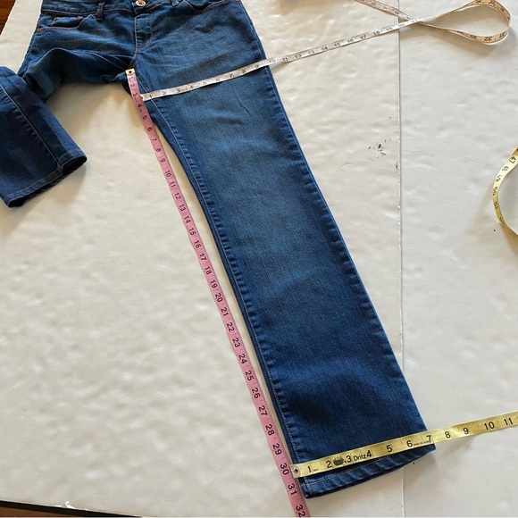 Tucci Slim Straight Jeans Womens Size 28 Tall Mid Low Rise Distressed Blue Denim - Picture 11 of 14